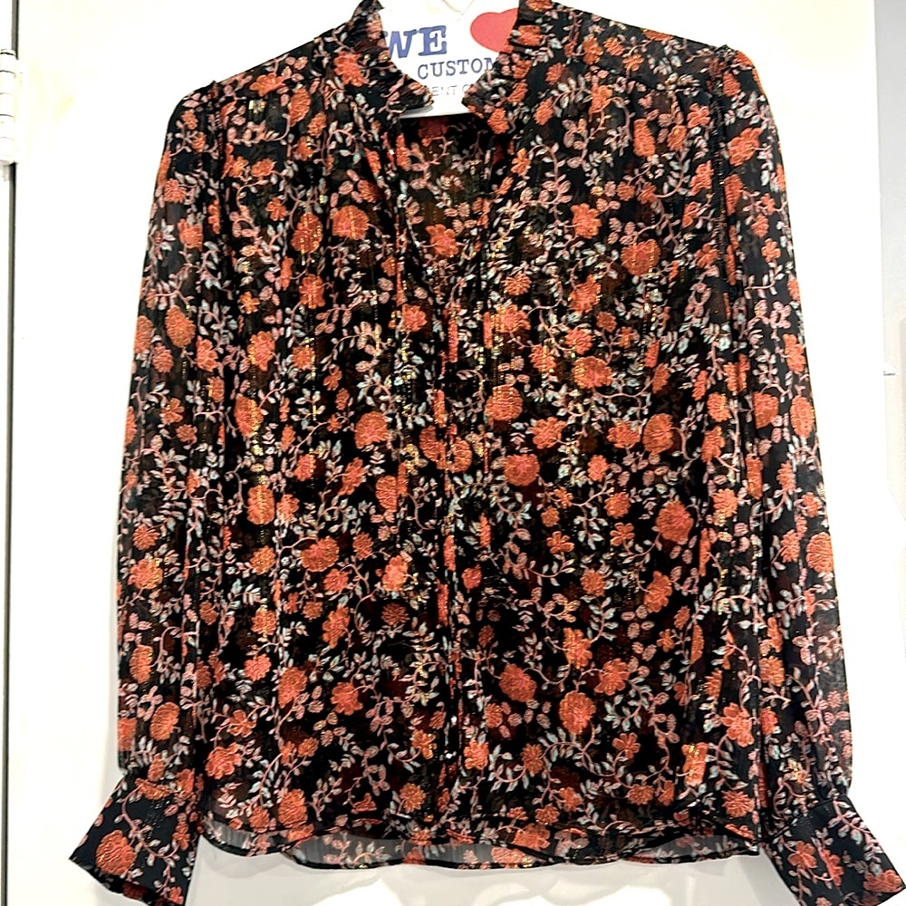 MISA Blouse with button details and tassel. gorgeous. brand new no tags size M